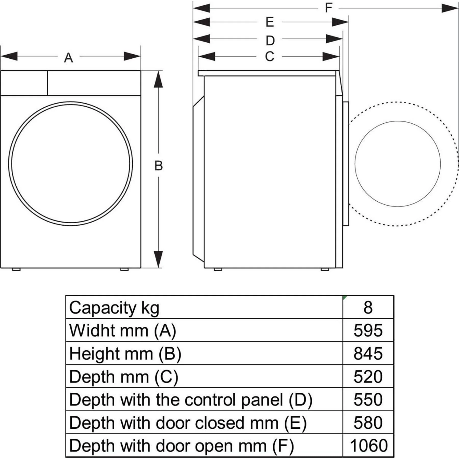 Asciugatrice a pompa di calore HISENSE DH3S802BW3 (8 kg, bianco) - immagine 6